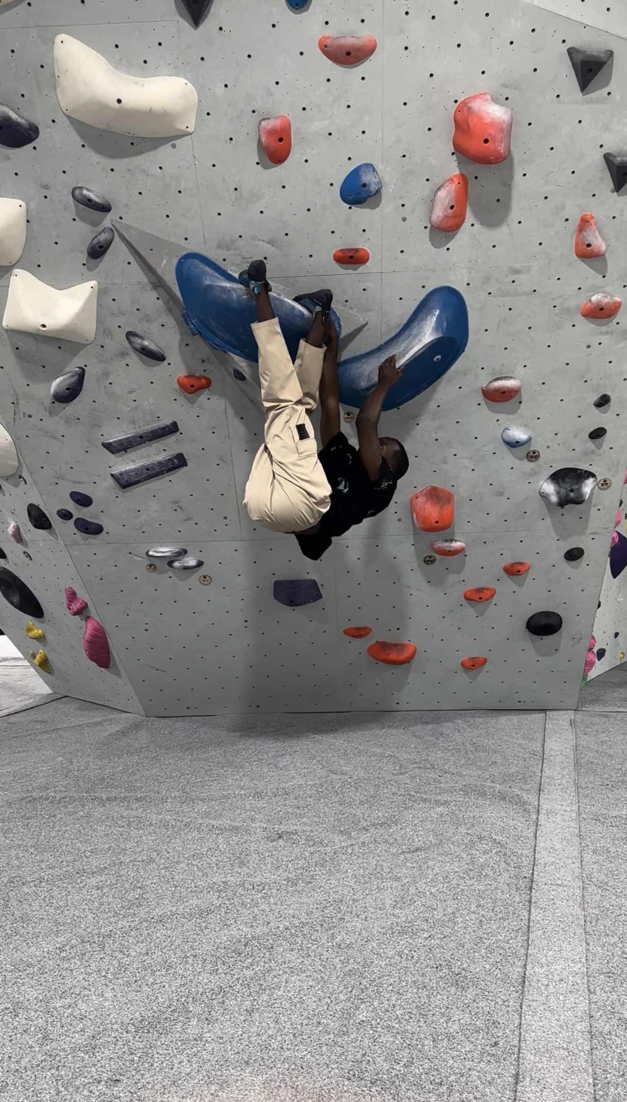 Indoor bouldering session.