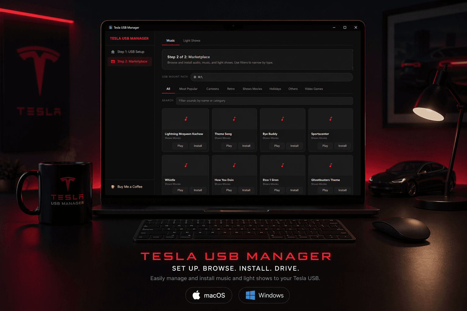 Tesla USB Manager desktop app preview